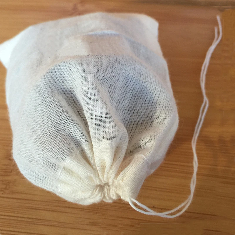 (100) 6x8 inch 15x20 cm Natural Cotton Muslin Drawstring Bags Tea Spice Herb - Image 3 of 4