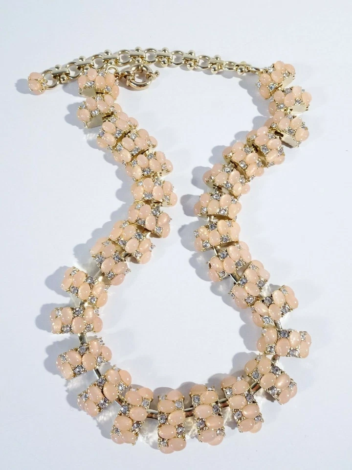 Collar de eslabones redondos de cristal ovalado ópalo melocotón J.Crew para mujer nuevo sin etiquetas 150 Foto 3 de 4