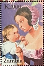 Zambia #SG853c MNH 2001 Queen Victoria Wearing Baby Daughter 955c