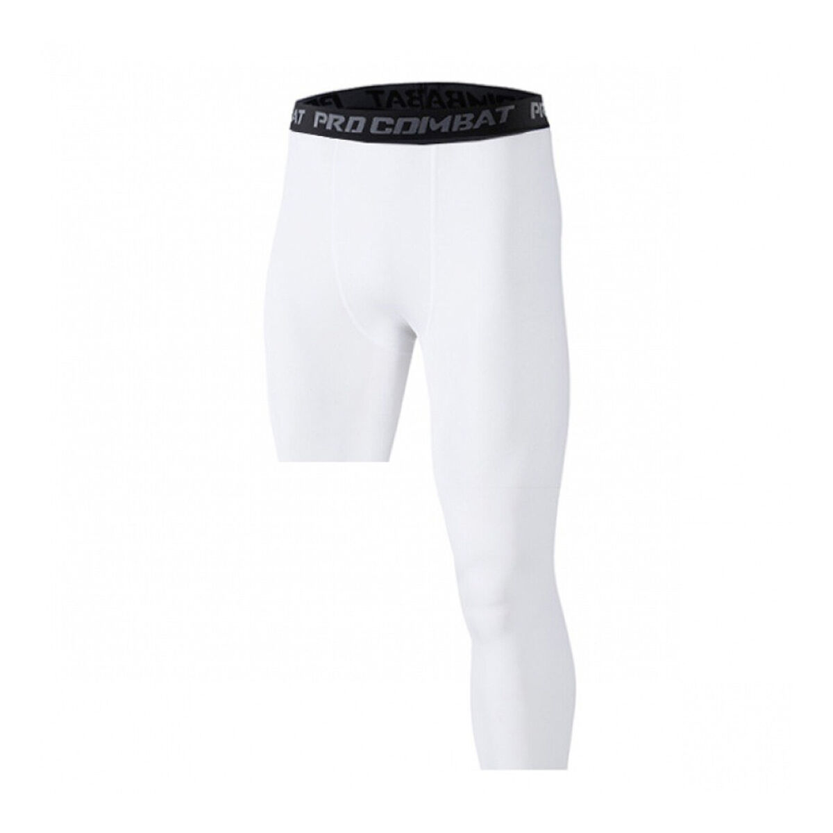 Mens One Leg Compression 3/4 Capri Tights Pants Athletic Basketball Base  Layer