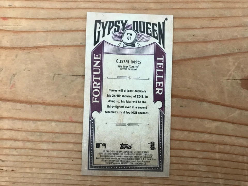 2019 Gypsy Queen Gleyber Torres #FTMGT (Fortune Teller mini) - Image 2 of 2