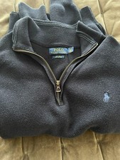 Men's Polo Ralph Lauren Quarter Zip Navy Blue Sweater Size Med Pre-owned