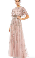 MAC DUGGAL 93582 EMBELLISHED FULL LENGTH LAYERED SLEEVE VINTAGE ROSE GOWN sz 10