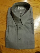 New Men  s Van Heusen Button Shirt Wrinkle Free Poly Cotton Gray 16 34/54
