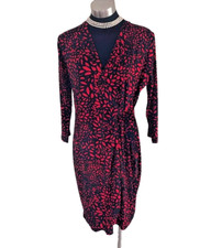 Jacqui E Women's Dress Size M Black & Red Winter Wrap Dress Excellent Condition