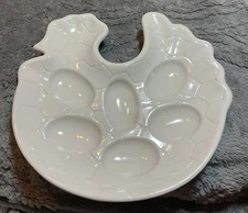Deviled Egg Platter Dish Plate Chicken Hen Shaped Made In Italy BEAUTIFUL!