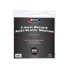 100 Pack • BCW 7-Inch Record Inner Sleeves • Anti-Static HDPE Vinyl Protection
