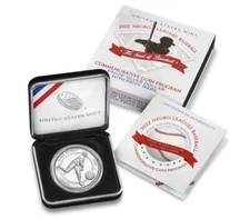 2022-P Negro Leagues Baseball Proof Silver Dollar with Privy Mark, Complete OGP