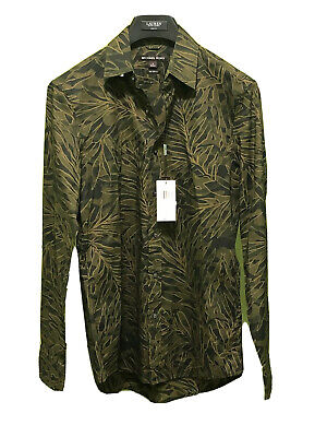 Michael Kors Mens Shirt Green Size Small S Long Sleeve Button Down 