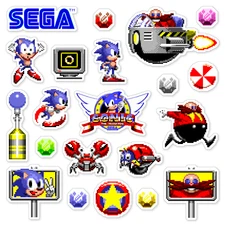 Sonic the Hedgehog Stickers Sonic 1 Sega Genesis Pixel Art 21 Sticker Pack