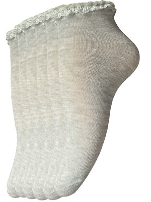 240 Paar Restposten Kinder Sneaker grau Spitze Socken Mädchen Liner Sport UK Größe 9-12