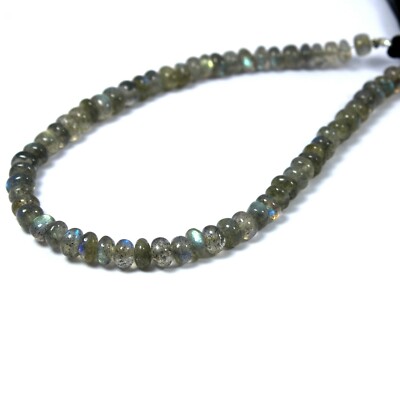 56 Carat Natural Rainbow Fire Labradorite Smooth Roundel Beads 8 inch Strand
