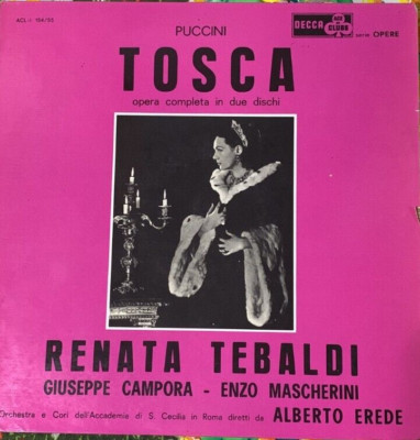 disco vinile OPERA COMPLETA 2 LP di RENATA TEBALDI GIUSEPPE CAMPORA  ''TOSCA ''