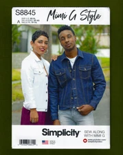 Classic Unisex Denim Jacket Sewing Pattern~Unlined (Sizes XS-XL) Simplicity 8845