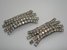 VINTAGE 1969 MUSI SPARKLING RHINESTONE SHOE CLIPS PAT. DTD. 