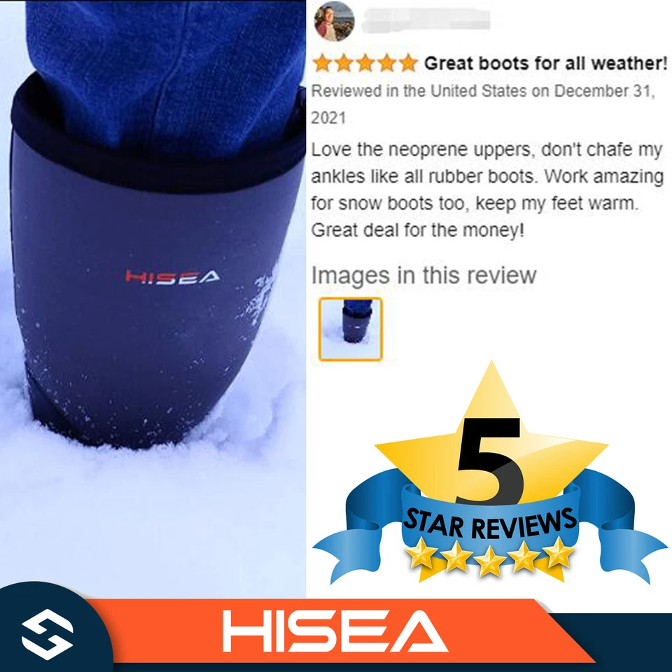 HISEA Men Rain&Snow Boot Waterproof Anti-Corrosion Fishing Hunting Mud Work Boot - Image 3 of 4
