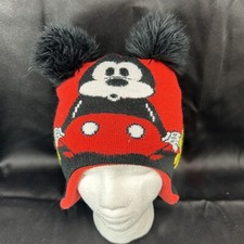 MICKEY MOUSE DISNEY Fleece-Lined Hat Cap Peruvian Beanie w/ Double Pom-Pom