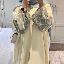 Open Kimono Embroidery Long Dress Muslim Women Abaya Dubai Kaftan Ramadan Modest