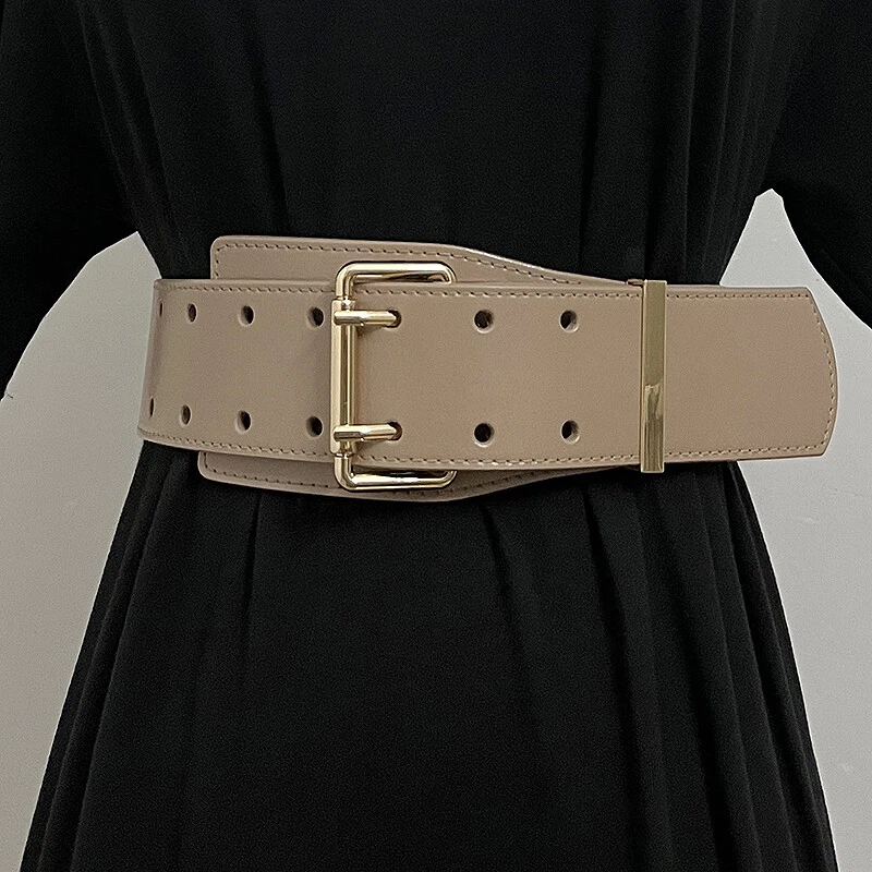 Damen Kunstleder Breiter Hüftgurt Doppel Zacke Schnalle Bund für Kleid Mantel - Bild 3 von 4