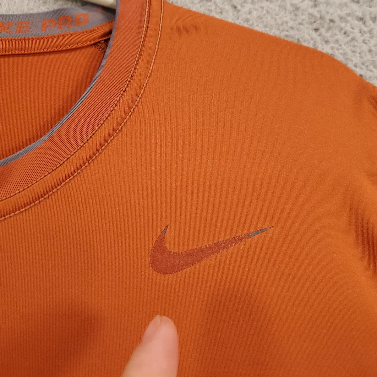 Nike Pro Shirt Mens XL Dri Fit MMA Orange Brown Fitted Compression