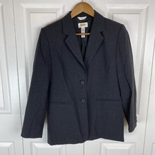 Talbots Vintage 4 Stretch Wool Gray Blazer Jacket Single Breasted Minimalist