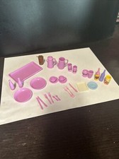 VTG Barbie Lavender Dishes 31 Piece Lot Plates, Pitcher Cups Kitchen Accessorie