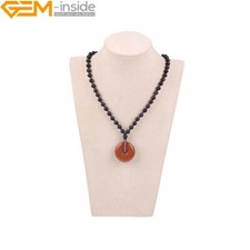 Natural Donut Amazonite Sodalite Agate Beaded Jewelry Pendant Necklace 18-16"