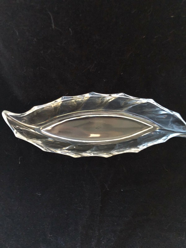 Vintage Elegant Heisey Depression Glass Leaf-shaped Relish Dish Marked