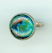 Southwestern Dark Green Natural Turquoise 925 Sterling Silver Ring Size 7.5