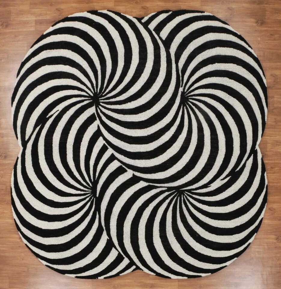 New Optical 8'x8' ft Modern Design Handmade Tufted 100% wool Area Rugs & Carpet - Image 2 of 4