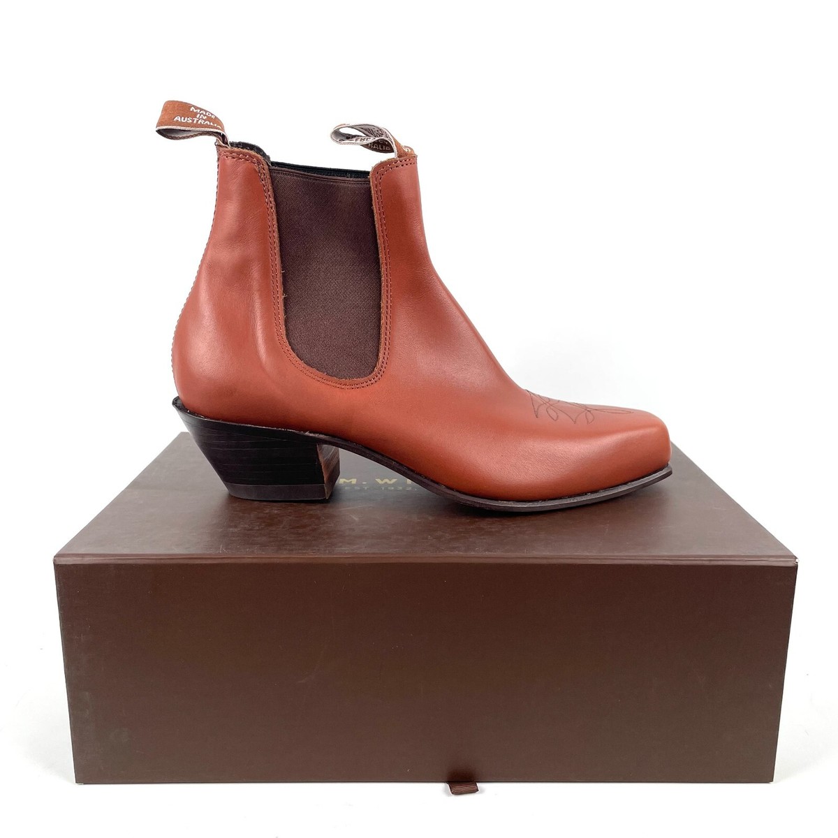 RM Williams Santa Fe Boots Mens AU/UK US Tan Willow Leather