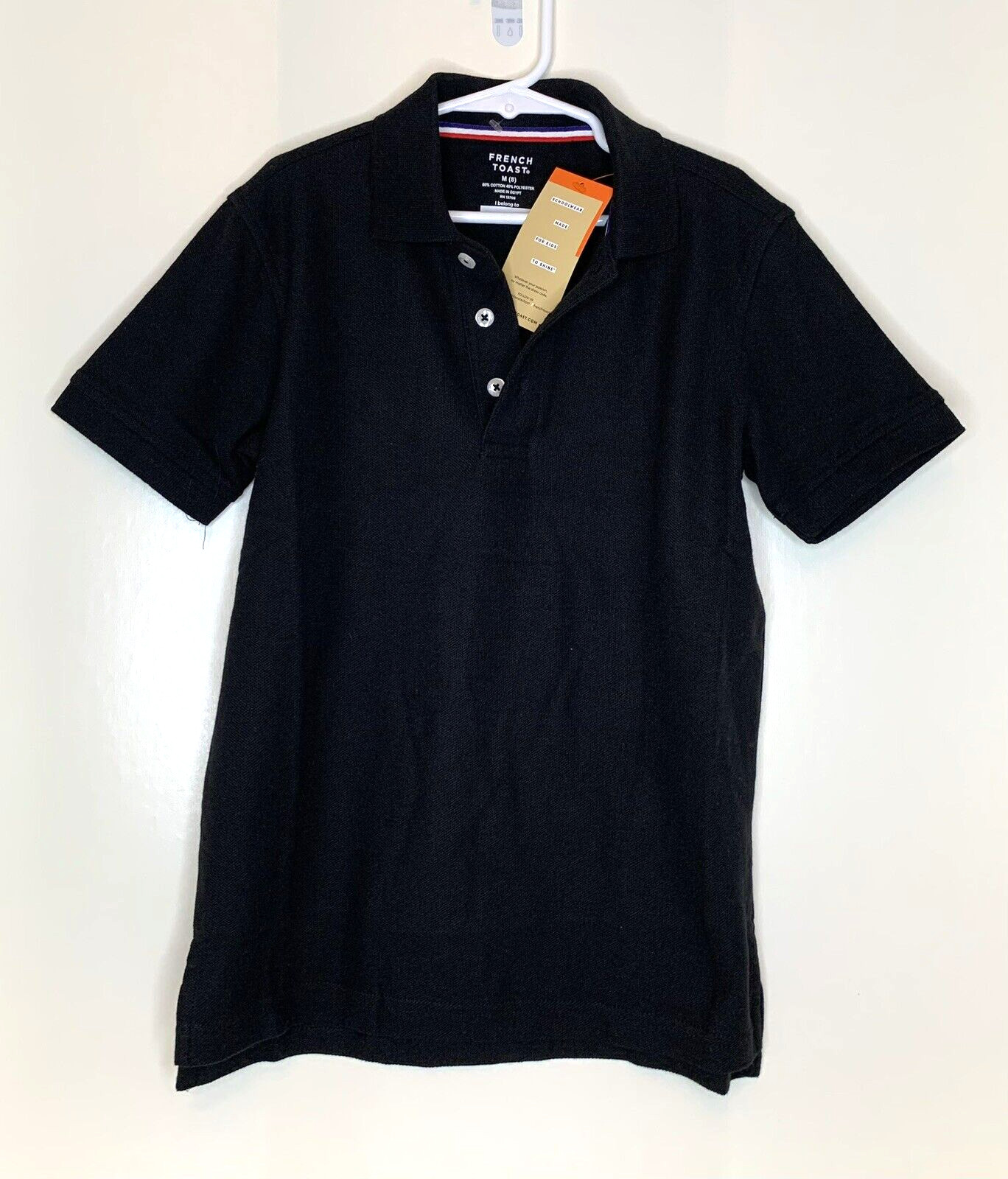 French Toast NWT Medium 8 M SA9084 black School Uniform Short sleeve polo shirt