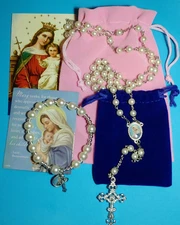 Mary, Our Spiritual Mother Rosary Lot - Rosary Bracelet Magnet Holy Card Pouches