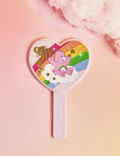 Care Bears Handheld Mirror 40th Anniversary Pink Heart Shape Cosmetics Tools New - Picture 1 of 4