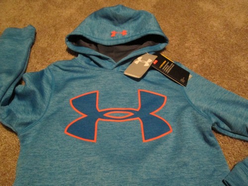 NEW Boys UNDER ARMOUR COLDGEAR STORM Hoodie Blue w/ Big UA Logo YSM8 FREE SHIP