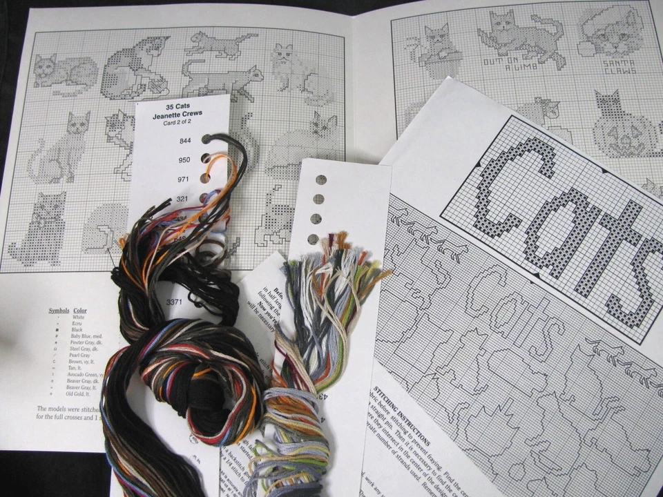 Jeanette Crews One Nighters 35 Cat Kit #404 Leaflet 1999 Cross Stitch Chart - Image 2 of 3