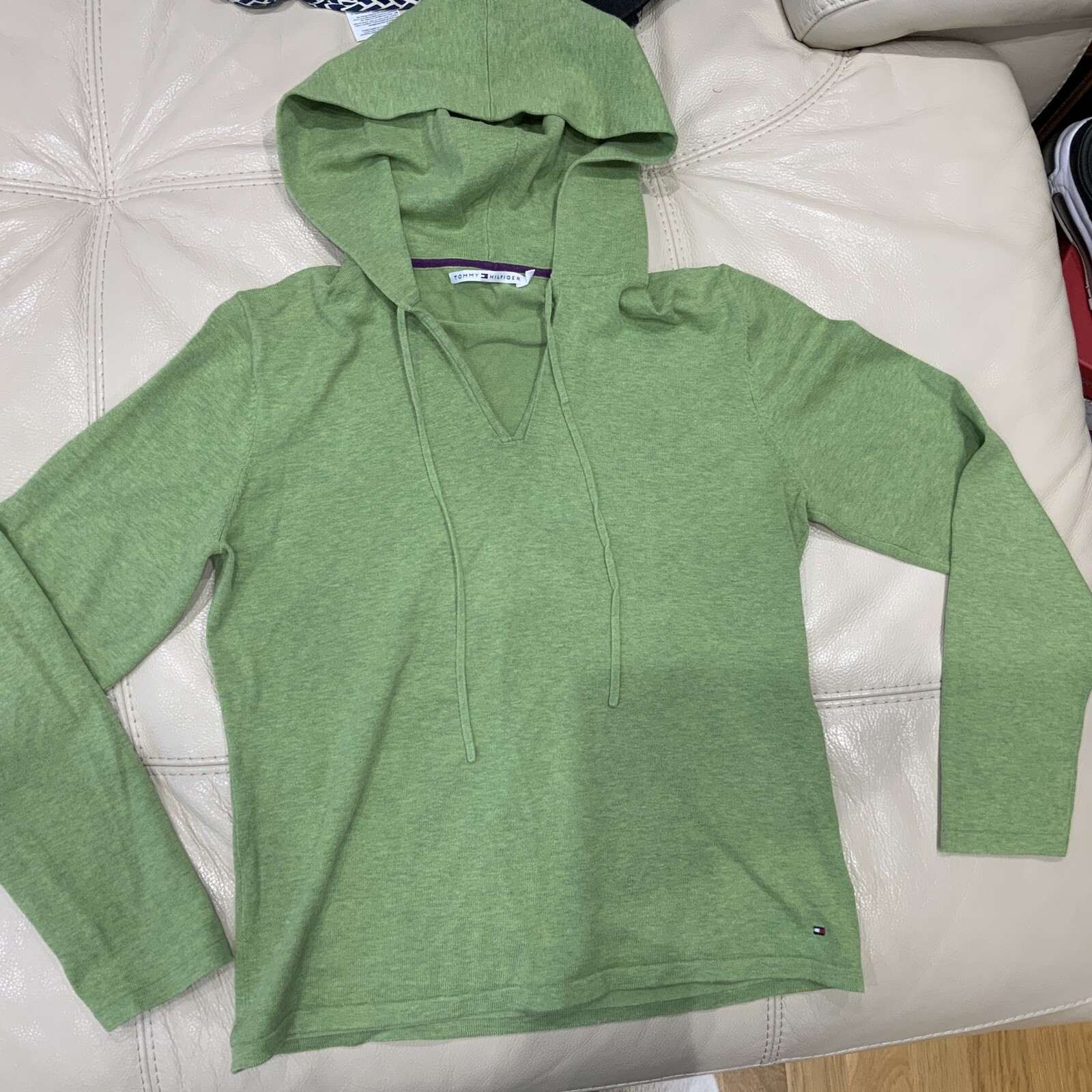 Tommy Hilfiger green hoodie cotton blend Large | eBay