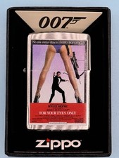 James Bond 007 For Your Eyes Only Chrome Zippo Lighter NEW In Box Rare