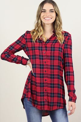 Gwen Plaid Button Down Tunic Shirt
