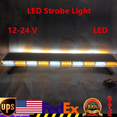 47'' LED Amber White Strobe Light Bar Emergency Warning Tow Truck Response New