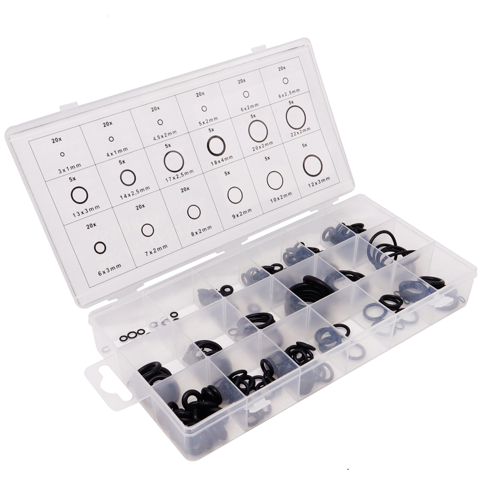 225pcs HNBR Black O Ring Assortment Imperial & Metric Rubber Washer