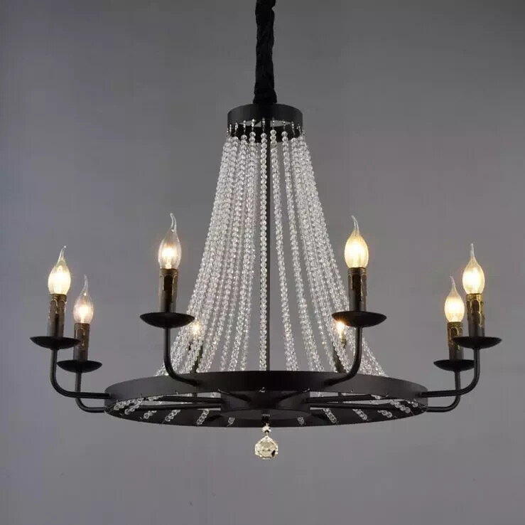 Black Modern Candle Chandelier Pendant Light for Living Room  