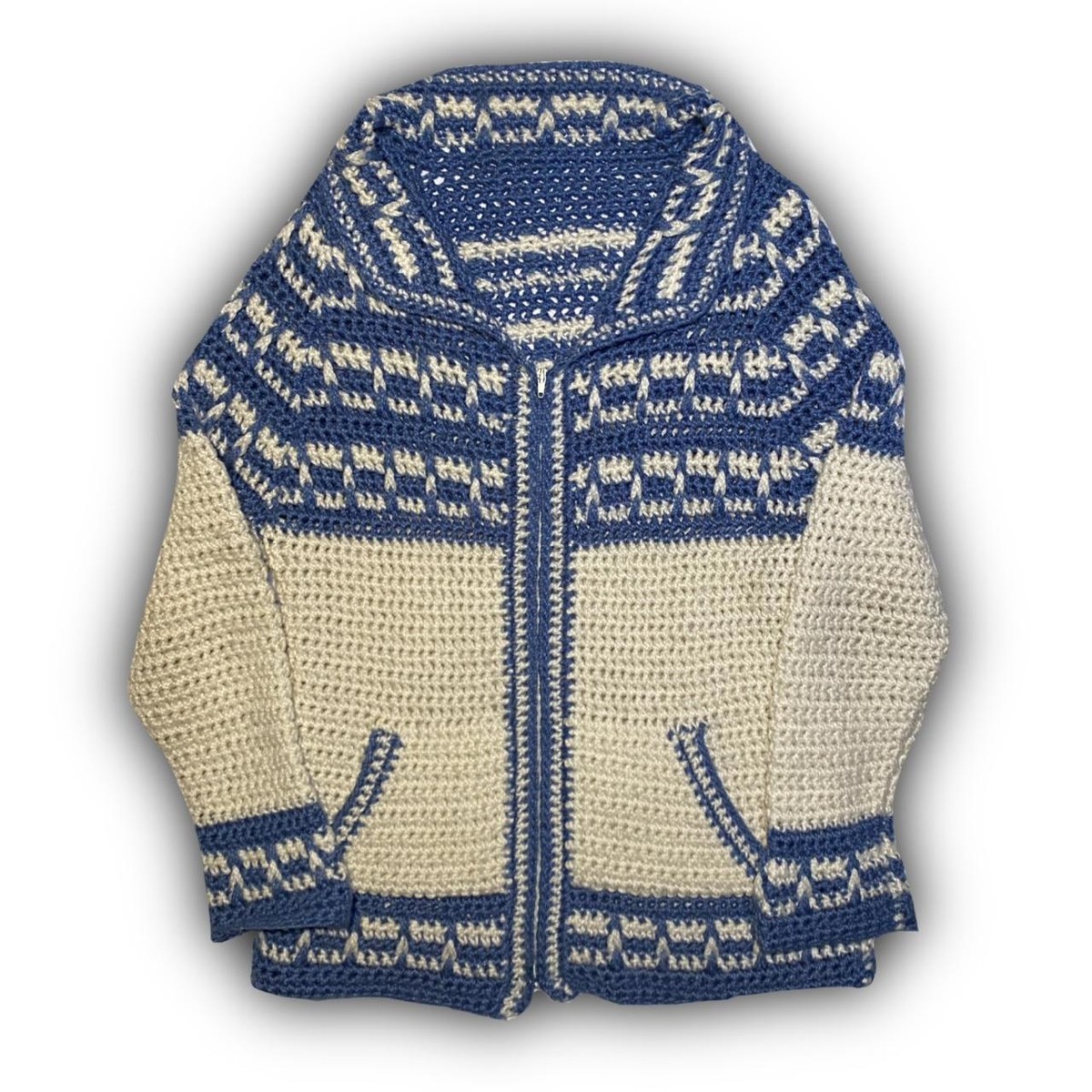 Hand Knit Zip Up Cardigan | eBay