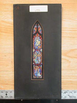 Photo:Design drawing for stained glass single lancet nave windows Advent
