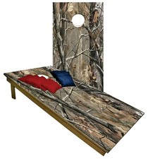 Cornhole BEANBAG TOSS GAME w Bags Tree Camo Hunting Wooden Set