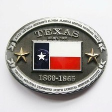 PATRIOTIC COWBOY RODEO THE LONE STAR STATE OF TEXAS FLAG BELT BUCKLE
