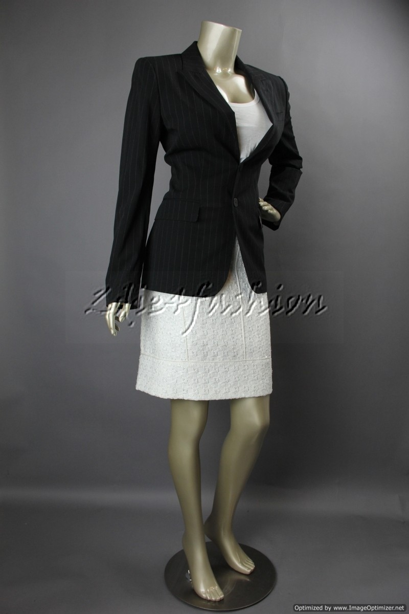 $2630 New JEAN PAUL GAULTIER Black Fitted Flare Pinstripe $2630 New JEAN PAUL GAULTIER Black Fitted Flare Pinstripe