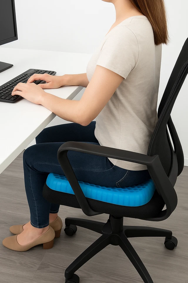 Paquete de 2 cojines de asiento de gel de panal 14x12 doble grueso antideslizante cubierta transpirable Foto 3 de 4