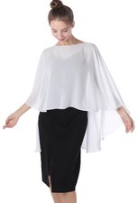 Womens Chiffon Capes Sheer Capelets Long Cape Poncho Plus Size Bridal Wrap