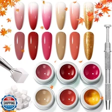 6 Colors Pat Painting Gel Polish Kit for Nails, Ombre Gradient Fall Winter Ge
